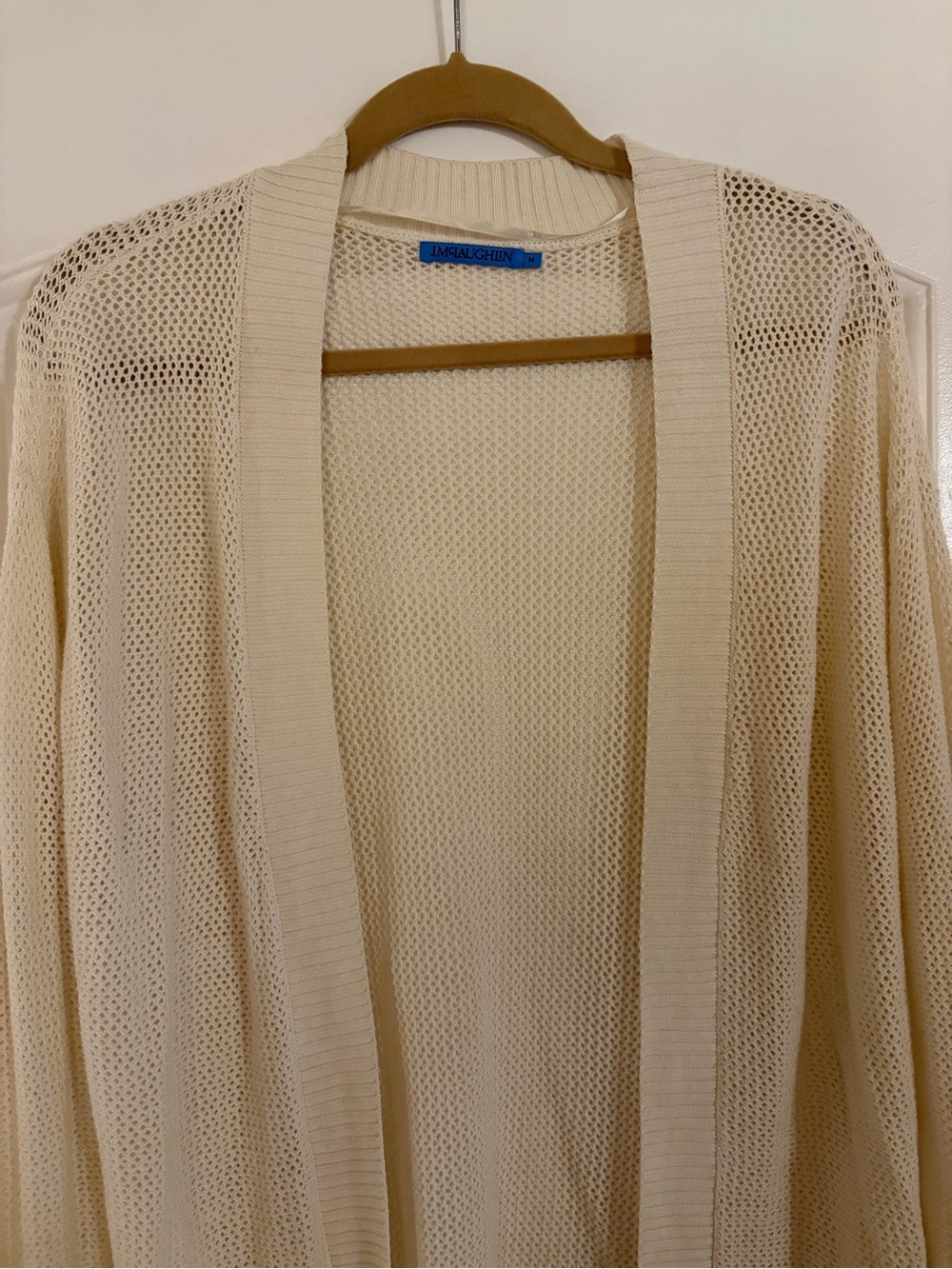 J. McLaughlin Cream Open-Weave Lightweight Cardigan- size Medium - Picture 2 of 8